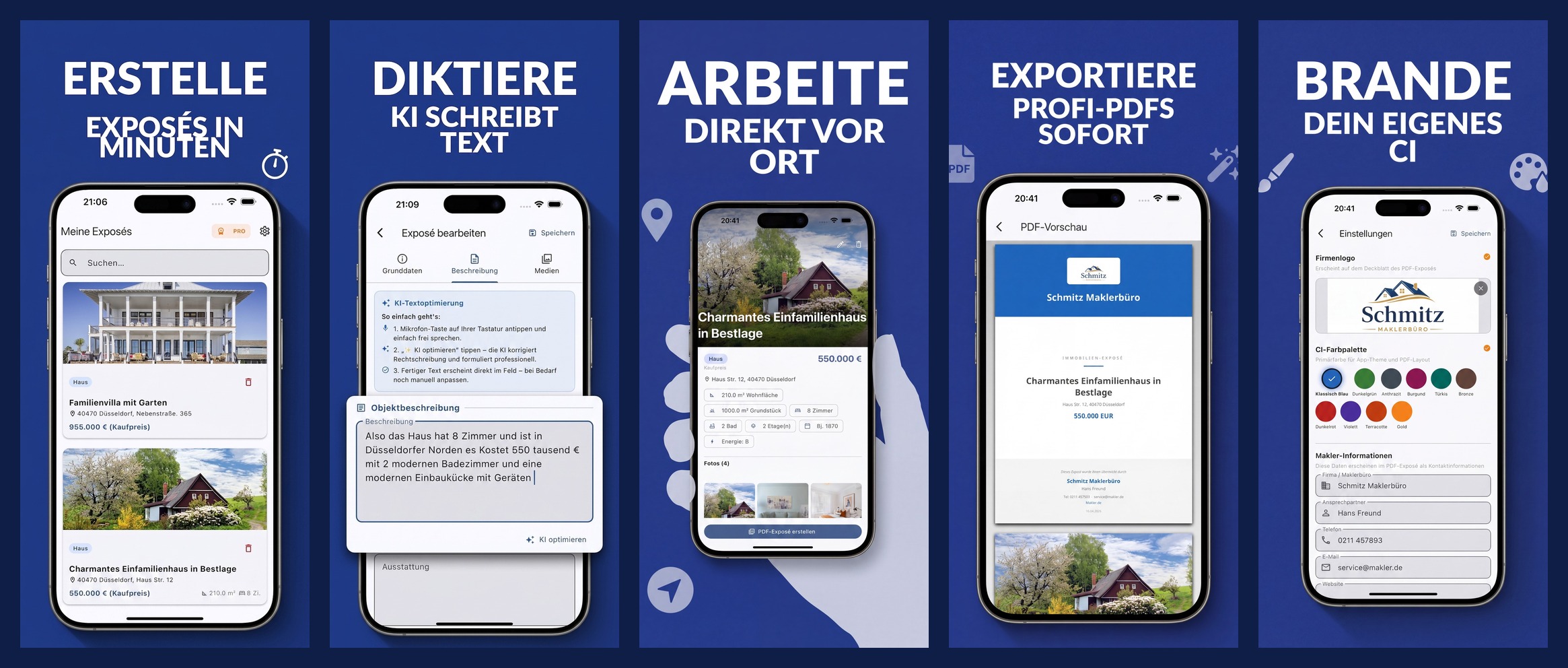 Exposé App Übersicht auf mehreren Screens